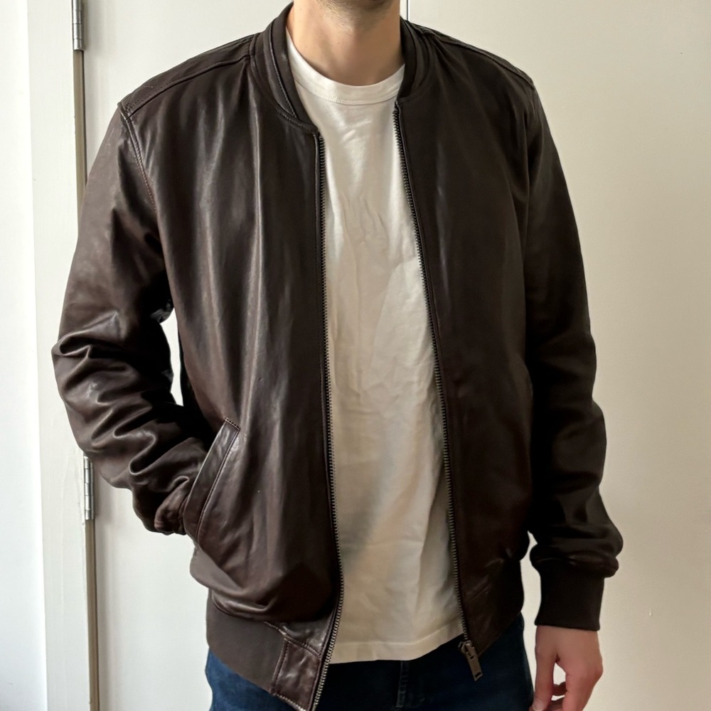 Chevignon Leather Bomber Jacket (M)